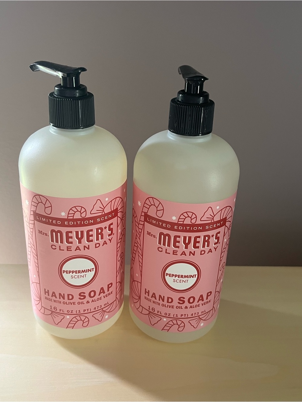 Two Mrs. Meyer’s Clean Day Peppermint Limited Edition Hand Soaps